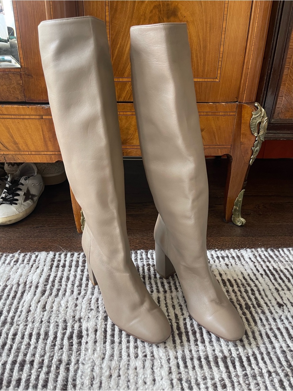 Aquazzurs | Knee High Beige Leather Boot